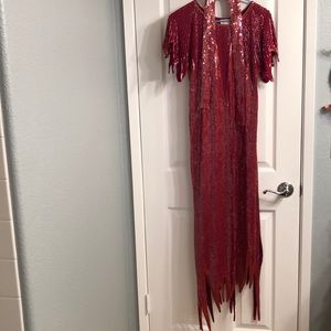 Vintage Red Silk Beaded Gown
